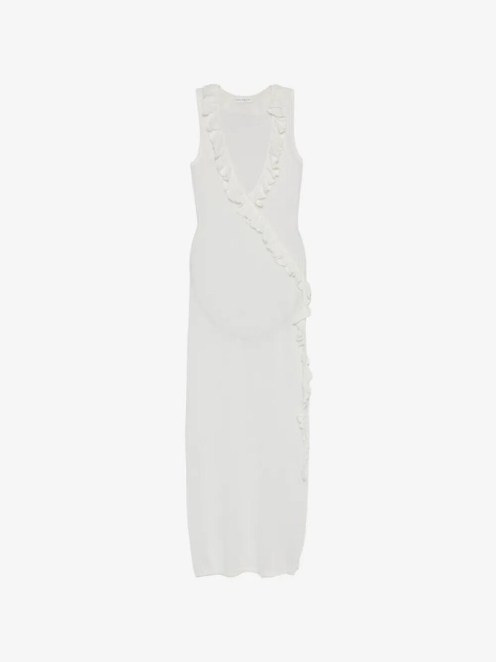 White Ruffle-Trim Maxi Dress - Picture 5 of 8